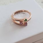 CRI103445 - Rose Gold Plated 925 Sterling Silver Personalized Names & Birthstones Ring