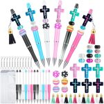 Sytuhete 12 Pieces Beadable Pens Bulk With Colorful Silicone Beads For Diy Pen Making Kit Smooth Writing Beaded Pen For Women Ki