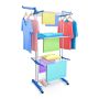 Sulfar Three Layers Of Clothes Hanger Adjustable Ss Hanger 3 Layer Blue