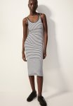 Ribbed Jersey Dress - White & Black Striped