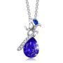 Crystal Rose Drop Blue Necklace