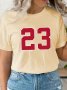 Women's Casual Athletic Short Sleeve T-Shirt With Number 23 Print Fashionable Sporty Style Tee For Everyday Wear