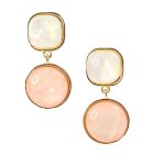 Peach And White Pearl Dangle Earrings - Factory Plaza
