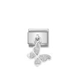 Silvershine Hanging Glitter Butterfly Link