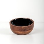 Acacia Wood MINI Bowl With Enamel Inlay - Black natural