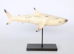 White Distressed Shark On Stand – 39X55X20CM