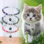 Nylon Pet Necklace With Colorful Paw Print Pendant - Adjustable Cat And Small Dog Collar With Ethnic Design - Durable And Stylis