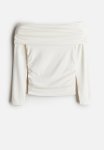 Off-the-shoulder Jersey Top - White
