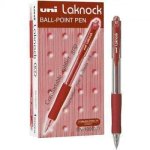 SN-100 Red 0.3MM Fine Ballpoint Pen Retractable Rubber Grip Box Of 12 41-3910-03