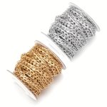1ROLL Cuban Link Chain Color Preserving Aluminum Grinding Chain Hip Hop Punk Style Artificial Jewelry Necklace Semi-finished Nec