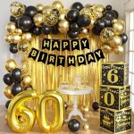 Gold 60TH Birthday Decorations For Men 3PCS Birthday Decorations For Men Boys Black And Gold Balloon Boxes Birthday Party Favors