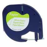 Dymo Compatible Letratag LT-91200 Paper Label Tape 12MM 4M BLACK On White