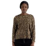 Flocked Animal Print Jacquard Top - Toast Free