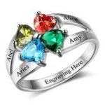 CRI102501 - 925 Sterling Silver Personalized Ring Names And Birthstones