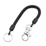 Uxcell Black Spring Cord Rope Swivel Lobster Clasp Keyring Chain Strap