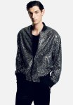 Regular Fit Sequined Bomber Jacket - Black