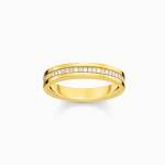 Yellow-gold Plated Band Ring With White Zirconia - 56