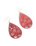 Goldair Gold Red 3D Filigree Flower Drop Earrings