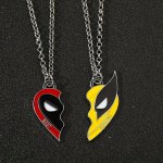 Ume 2-PIECE Set Deadpool & Wolverine Alloy Pendant Necklaces - Party Style Zinc Alloy Friendship Jewelry Unplated Chain Pendants