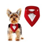 Dogtact Dog Tuxedo Formal Dog Wedding Bandana Adjustable Pet Collar With Bow Small Medium And Large Dog Wedding Clothing Birthda
