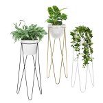 Melly Pot Plant Stand Metal Black Copper White - White