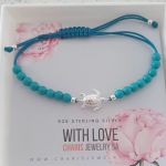Tara-grace 925 Sterling Silver Turtle Cord Bracelet Size 12-24CM Adjustable