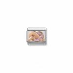 Rose Gold Symbol Pink Cz Knot Link