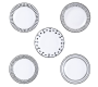 Mamamia Ceramic Plate Family Set Of 5-CLASSIC Black&white 9 Inch