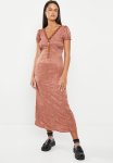 Satin Jacquard Midaxi Teadress - Brown