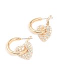 Goldair Gold Diamante Pav Heart Open Hoop Earrings