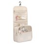 Hanging Travel Toiletry Bag With Hook Portable Folding Cosmetic Make Up Organizer For Women Birthday Gift Beige