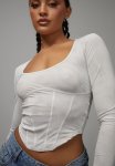 Sheer Long Sleeve Corset - Cyber Tonal grey