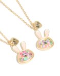 Kids Gold Shaker Bunny Best Friends Necklaces 2-PACK