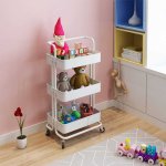 3-TIER Metal Storage Trolley With Rolling Wheels Black Utility Cart For Kitchen Bathroom Or Office Organization Steel Kitchen Tr