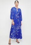 Edit Printed Tiered Midi Dress - Ink Sketched Floral Stripe Dbl Border
