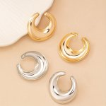 Elegant Geometric Half-moon Dangle Earrings For Women - Vintage Chic Stainless Steel Posts Perfect For Casual Attire