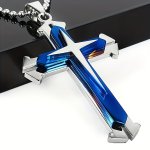 1PC Men's Fashion Cross Necklace Pendant Necklace Multilayer Zircon Necklace Fashion Accessories Dress Up Holiday Gifts