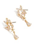 Goldair Gold Plated Cubic Zirconia & Pink Enamel Butterfly Cluster Drop Earrings