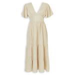 Beige Foil Tiered Maxi Dress