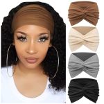 Dreshow 4 Pack Turban Headbands For Women Wide Vintage Head Wraps Knotted Cute Hair Band Accessories