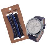 Gents Sporty Pu Watch & Bracelet Set