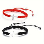 1PC Black Red Rope Braided Bracelet Vintage Style Hand Jewelry Decoration For Women