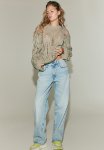 Ladder-stitch-look Jumper - Light Khaki Green