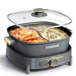 Stariver 6L Divided Electric Hot Pot Nonstick Dual Flavor 1500W Shabu Pot