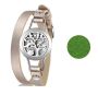 Kd S/steel Essential Oil Diffuser Locket Leather Bracelet S/m Gold Pink