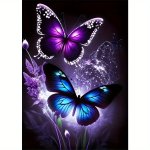 Glow-in-the-dark Floral & Butterfly 5D Diamond Painting Kit - Diy Round Diamond Art For Home Decor Perfect Living Room Or Bedroo