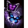 Glow-in-the-dark Floral & Butterfly 5D Diamond Painting Kit - Diy Round Diamond Art For Home Decor Perfect Living Room Or Bedroom Wall Art Frameless