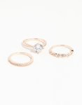 Rose Gold Round Stone Triple Band Ring - M l