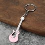 Creative Musical Instrument Pendant Keychain For Men Rock Band Key Chain Bag Ornament Metal Paint Guitar Key Chain