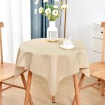 Nacuci Small Square Tablecloth 36X36 Inch Washable Polyester Side Table Cloth Solid Beige Heavy Duty End Table Cover For Dining